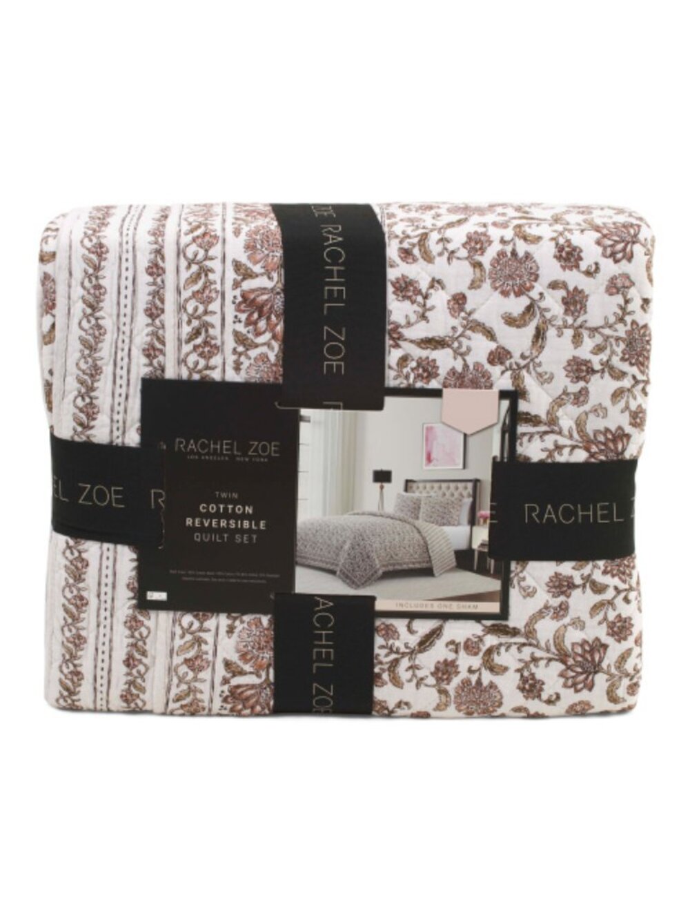 RACHEL ZOE Cotton Floral Border Print Quilt Set